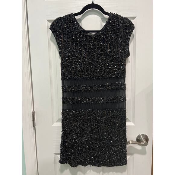 AllSaints Spitalfields Hand Embellished Beaded and Sheer Mini Dress EUR 34 US 2 - Picture 1 of 12